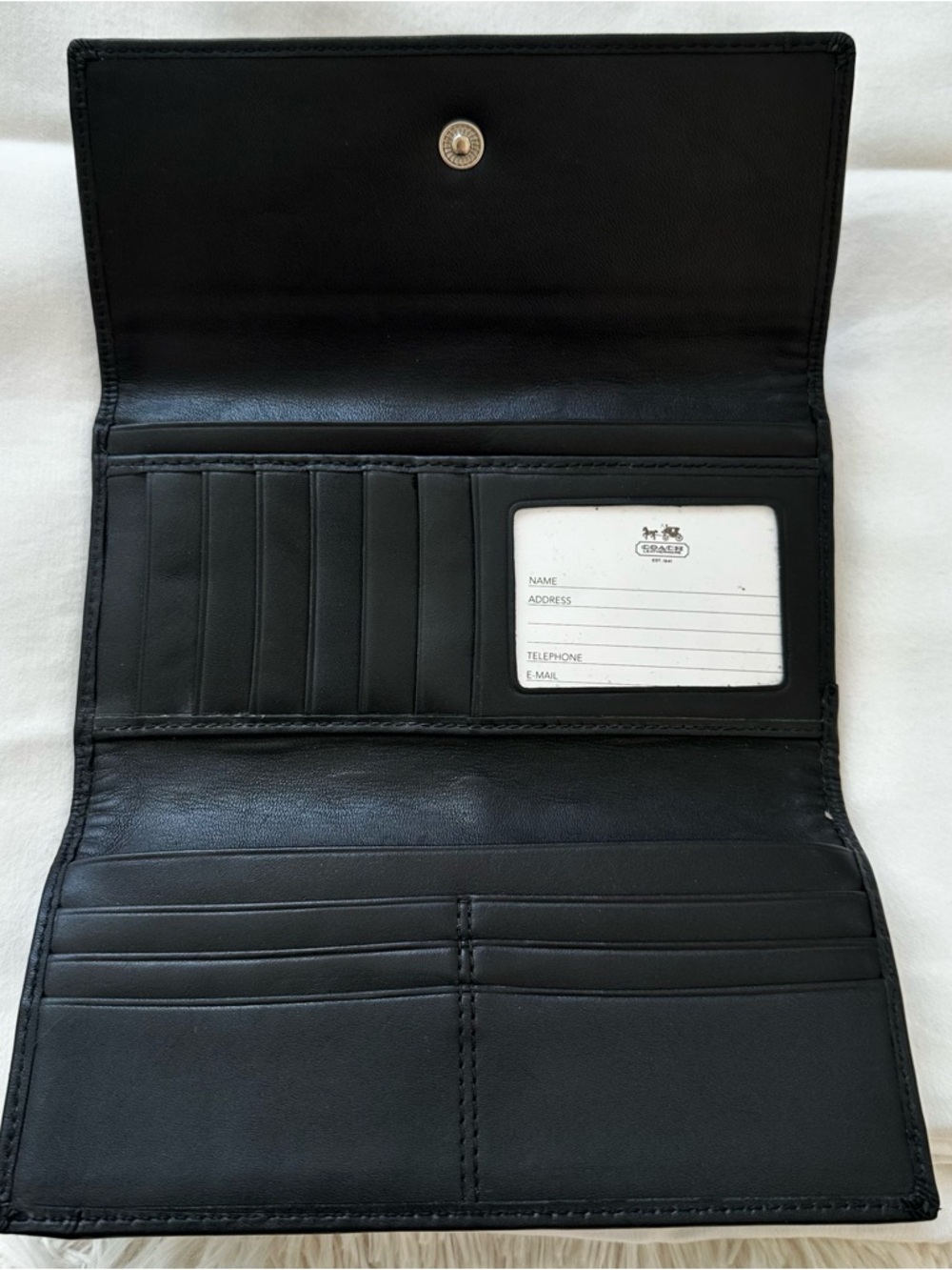 Coach Signature Black Canvas Trifold Wallet - Picture 4 of 7